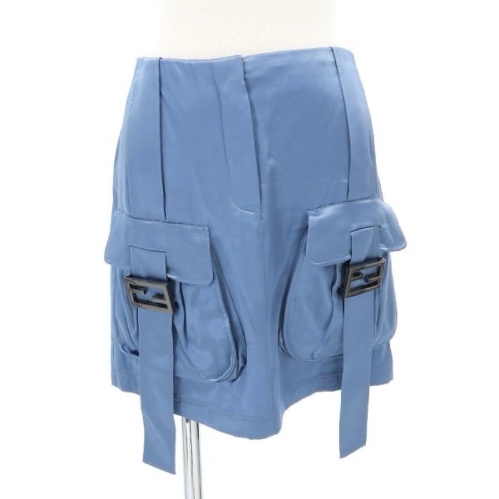 Fendi Baguette Blue Cargo Pocket Mini Skirt